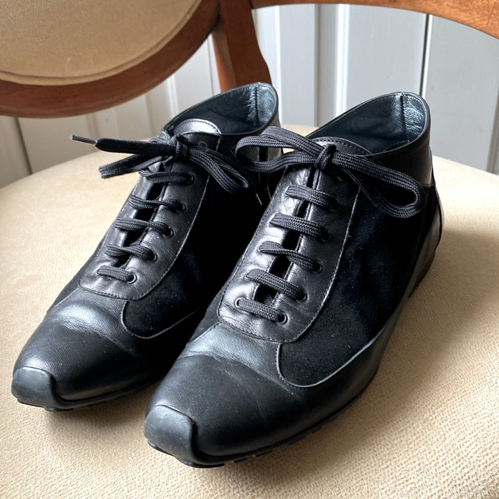 L Badia Booties Lace Up Suede and Leather